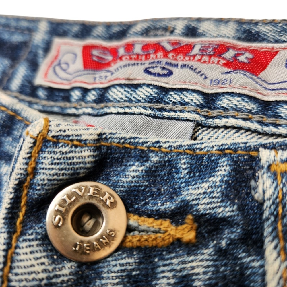 Vintage 90's Silver Jeans 34x30 Suki Bootcut Women's Button Fly Floral Patch Y2K - Picture 9 of 16